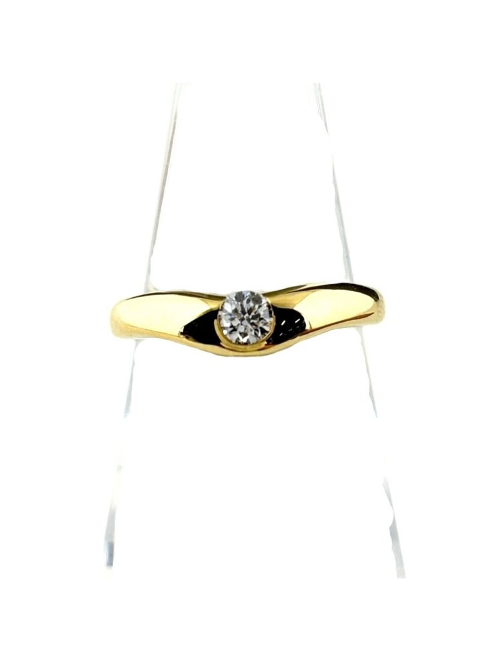 Tiffany & Co Curved Band Yellow Gold Ring 750 Diamond